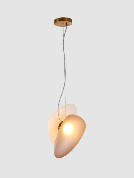 Model 4 white and amber pebble pendant with pointed lower form