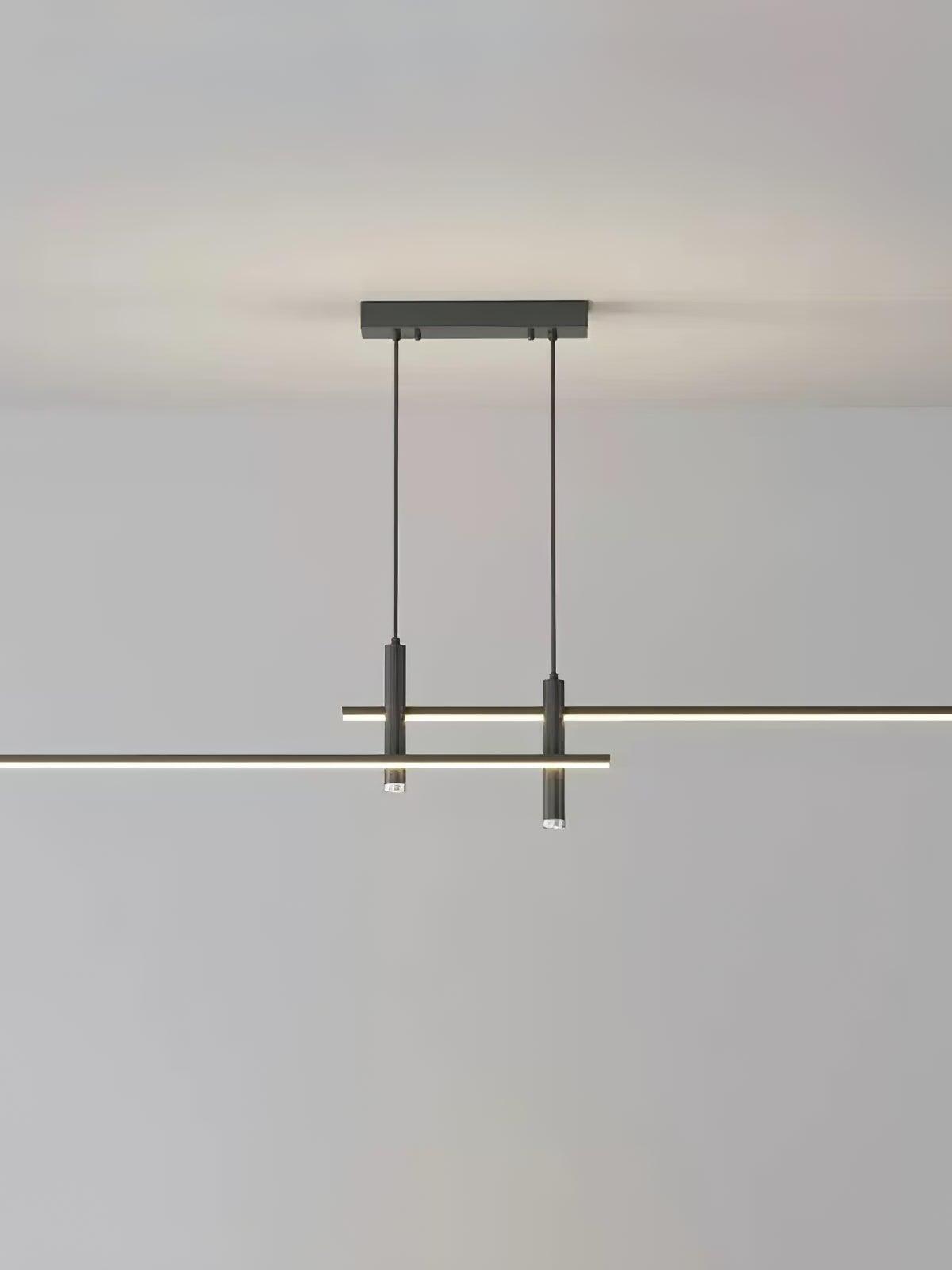 Black Link pendant with two offset light bars at different heights