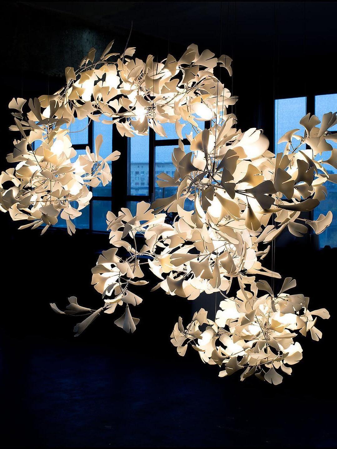 Modern Ceramics Flower Gingko Chandelier C - Cueteks
