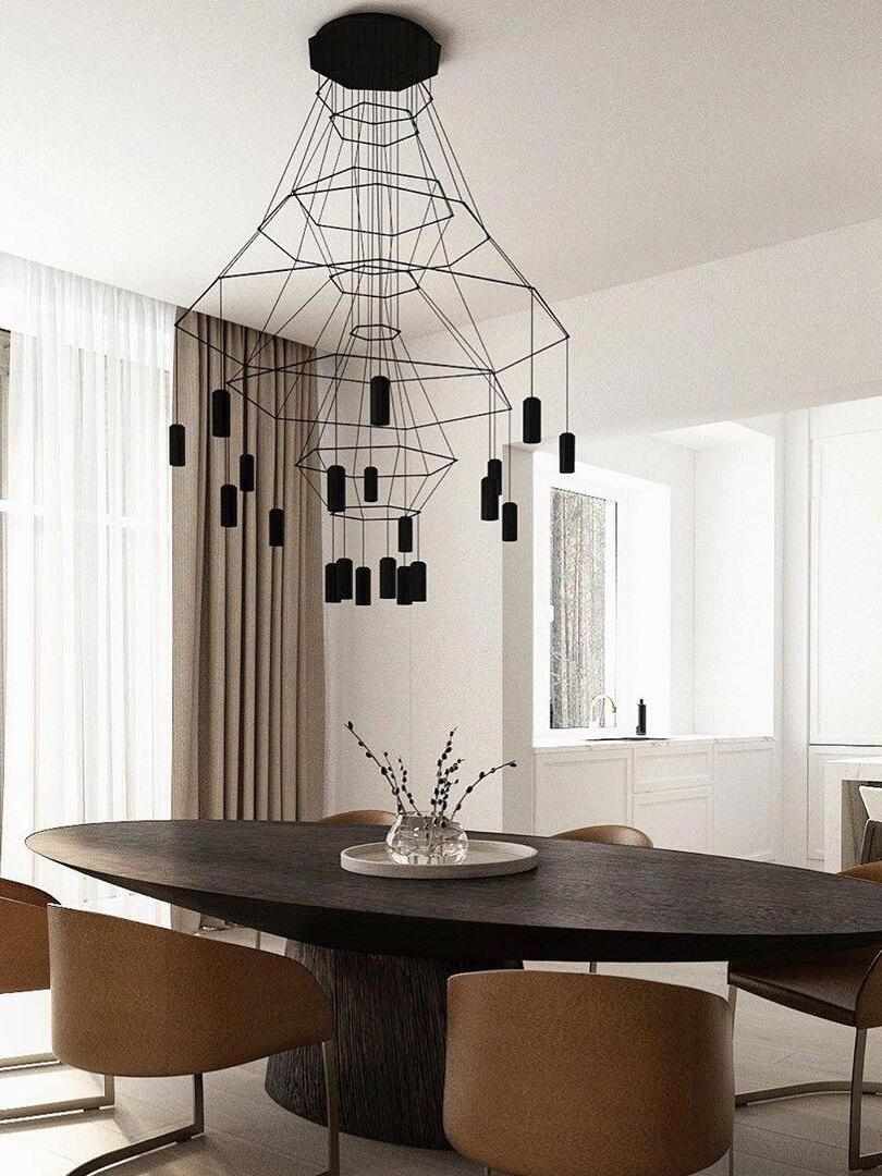 Industrial Metal Lines Multi-head Chandelier - Cueteks