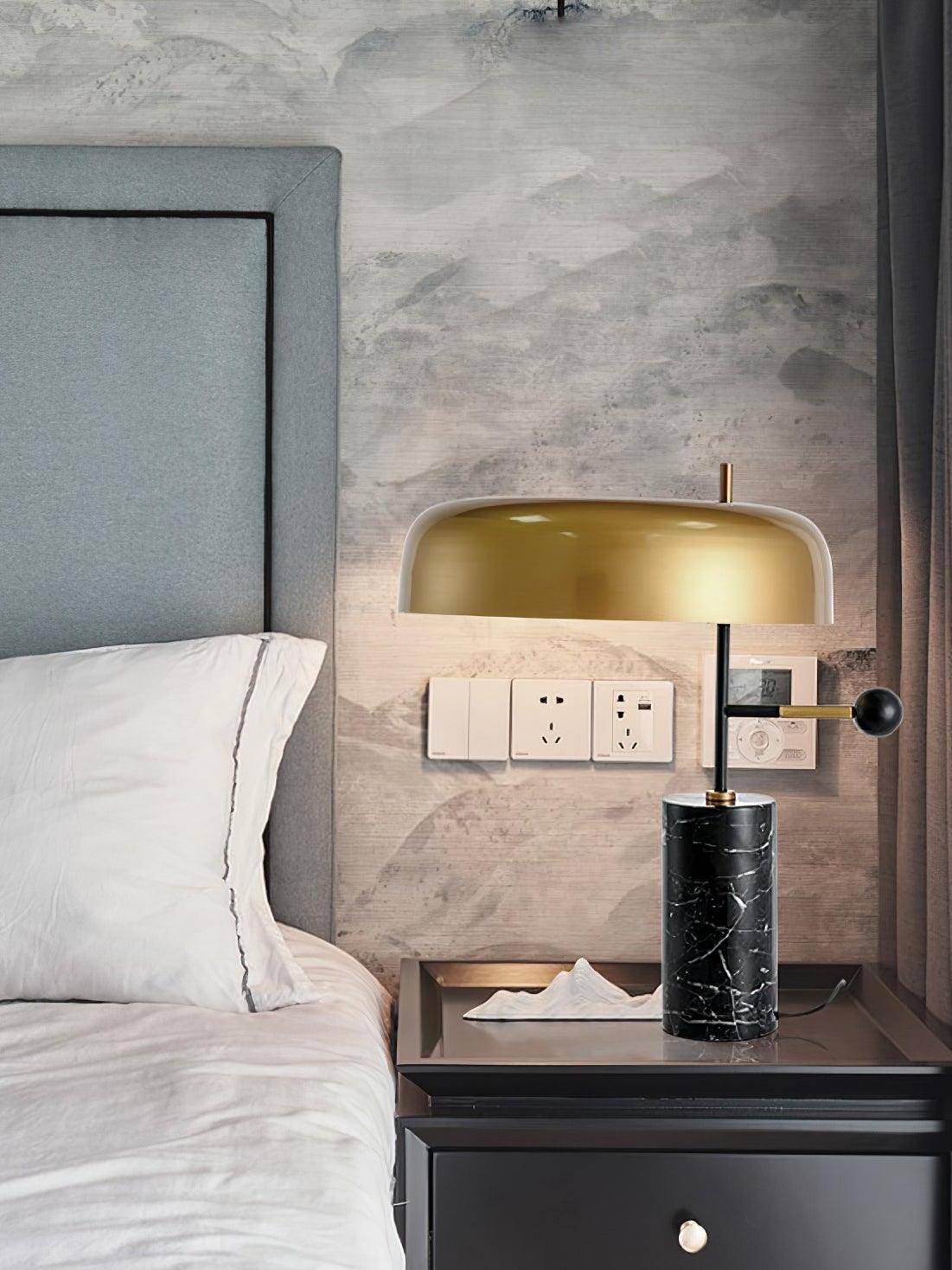 Adam Unique Black Gold Marble Table Light - Cueteks
