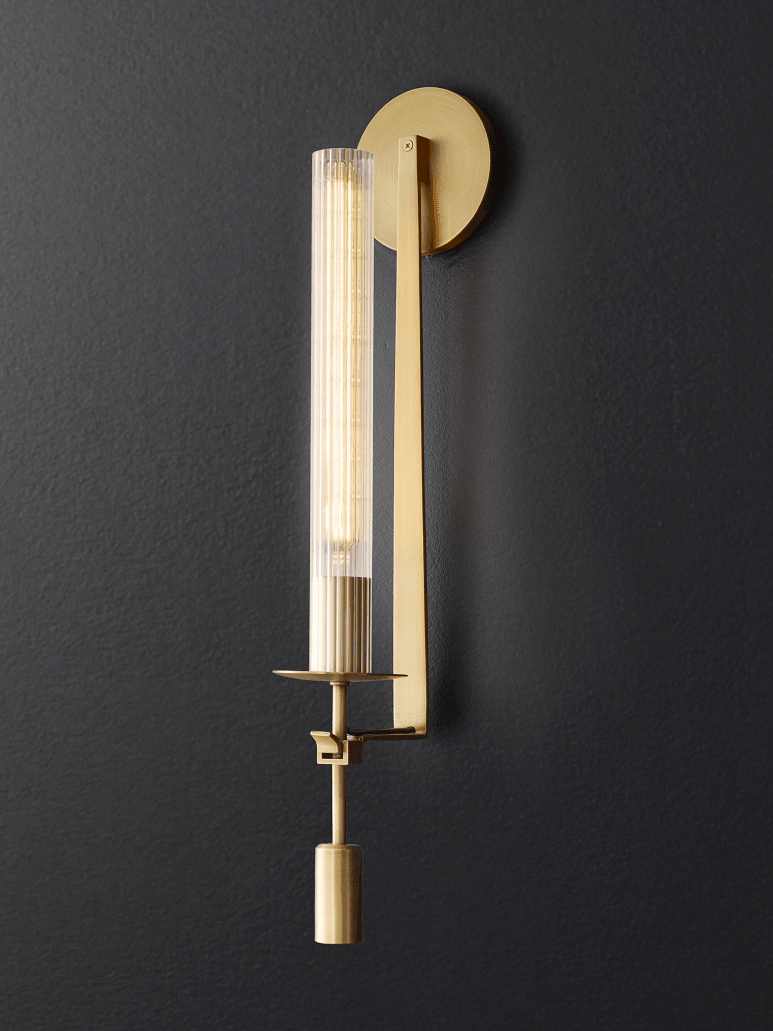 Retro Brass Fontanelle Glass Wall Lamp For Bedroom - Cueteks