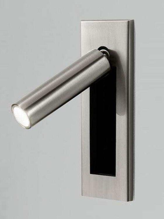 Nickel-finish cylindrical reading head extended from a rectangular recessed plate