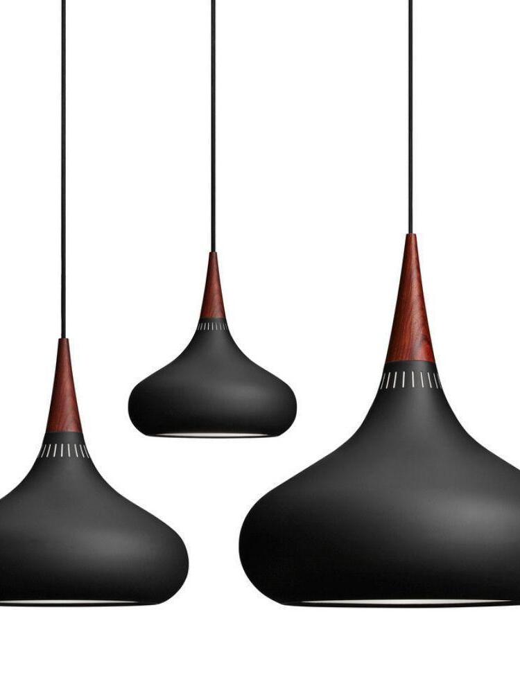 Three Black rounded pendant shades in a group display