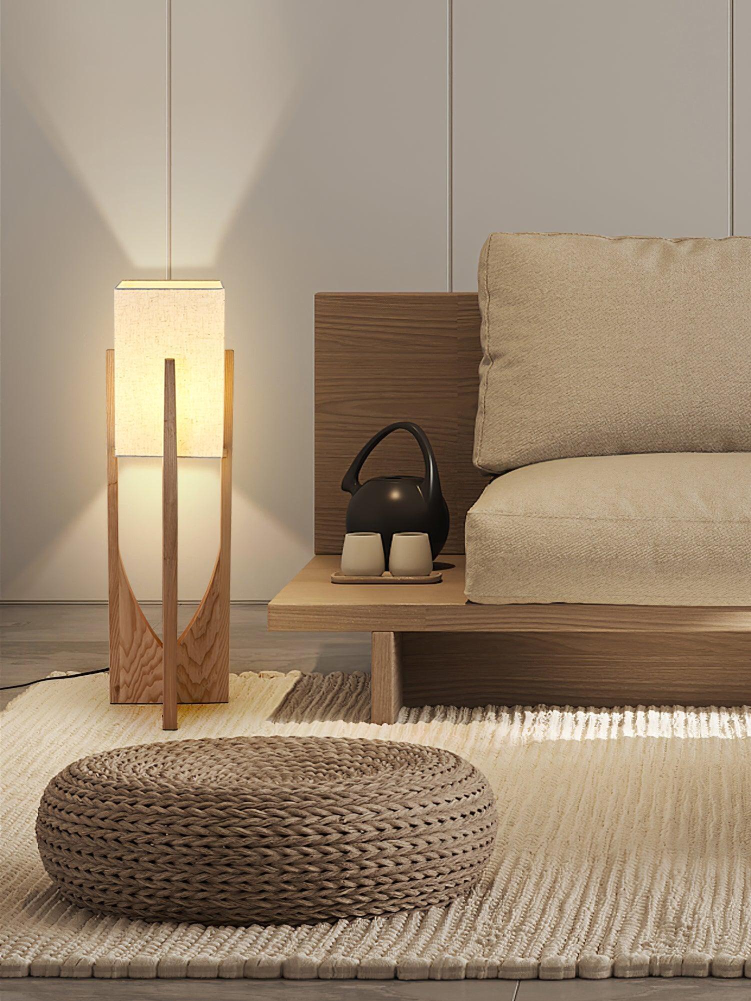 Medium-height lamp beside bed