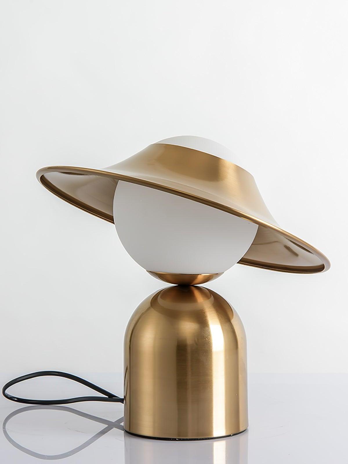 Unlit white globe lamp with black power cord