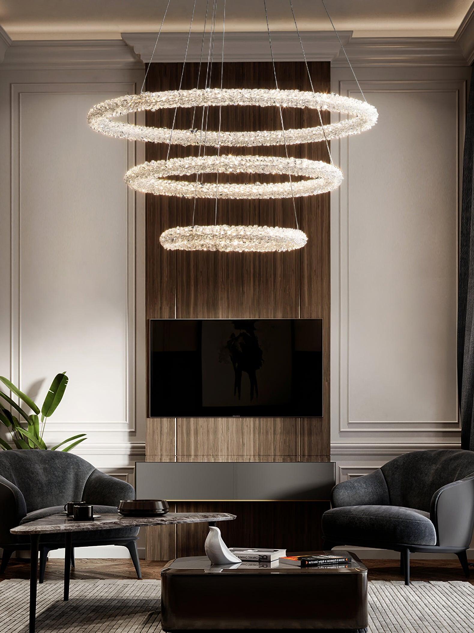 Decorative Ring Crystal Island Chandelier - Cueteks