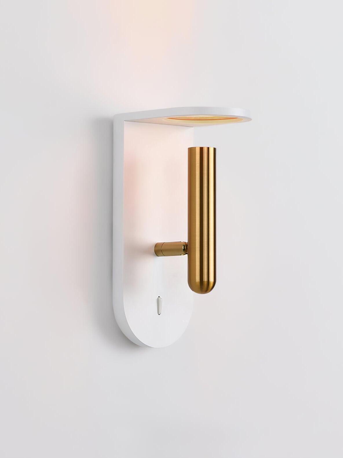 White Nights LED wall light with a vertical gold-tone head and rounded lower backplate