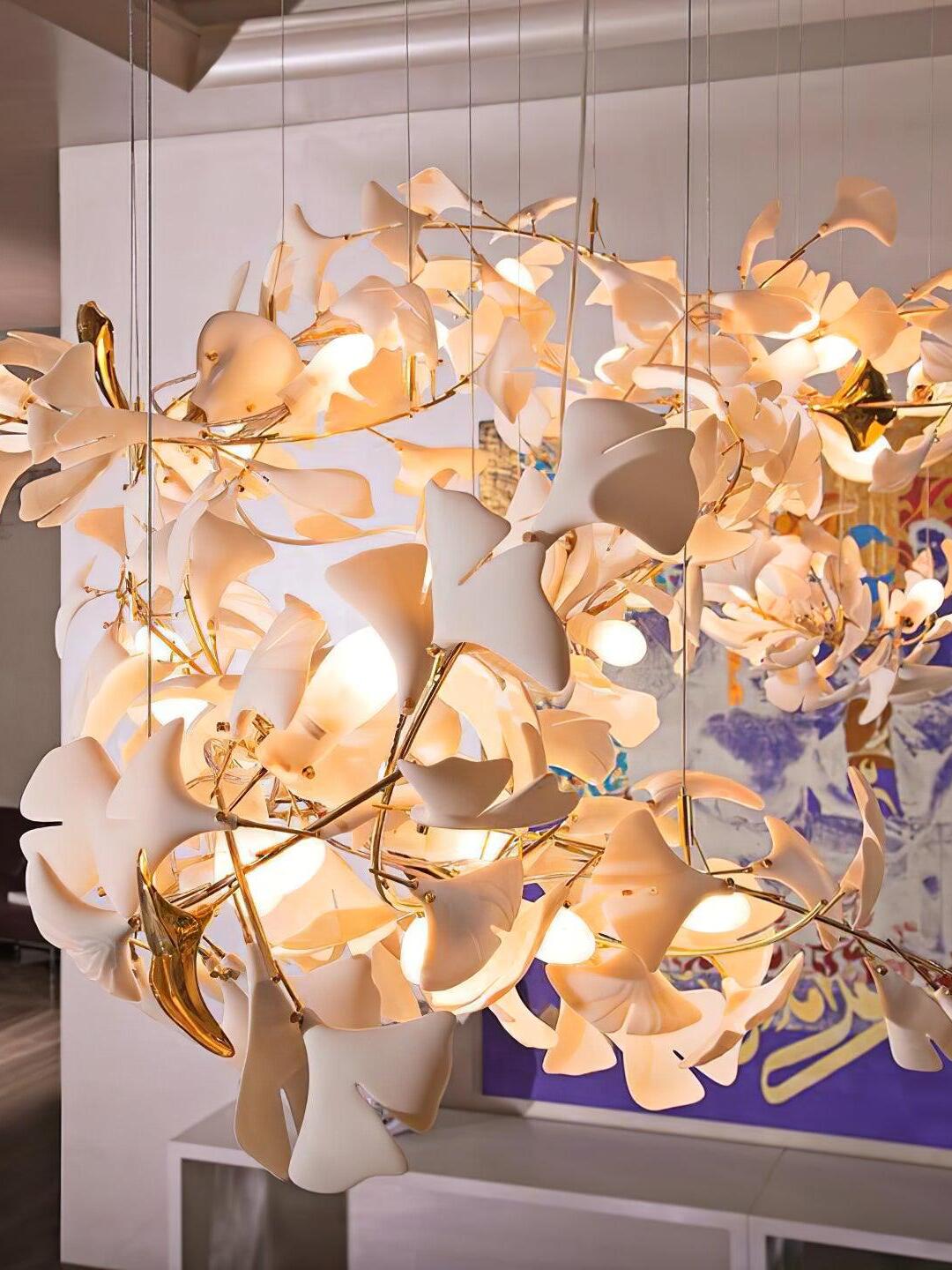 Creative Ceramics Gingko Flower Chandelier G - Cueteks
