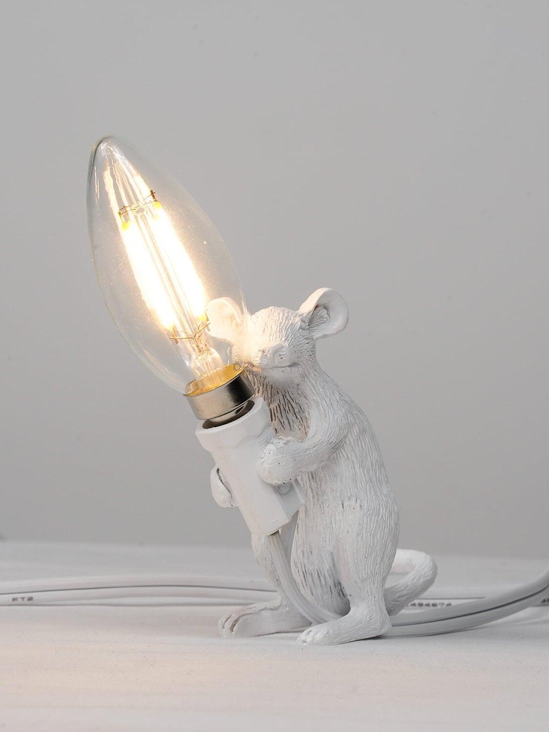 Resin White Mouse Shape Decorative Table Light - Cueteks
