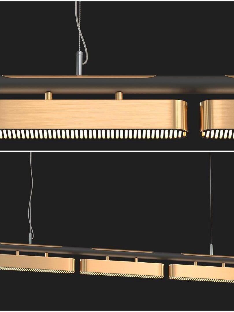 Two-panel Colt detail collage showing a lit slotted brass housing above and a longer module row below