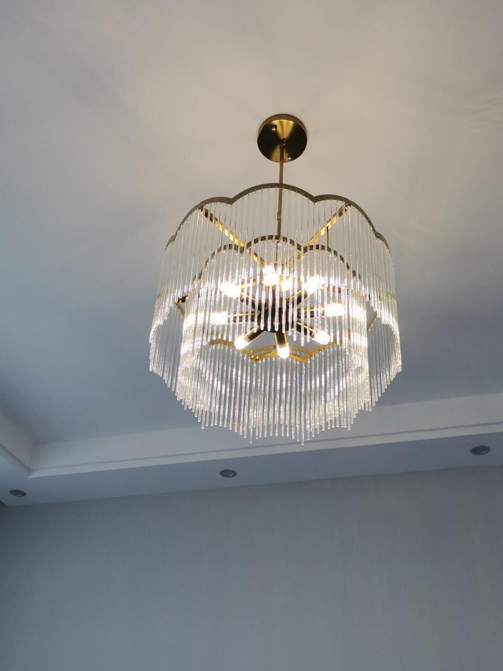 Classic Maria Theresa Multi-layer Glass Strips Chandelier - Cueteks