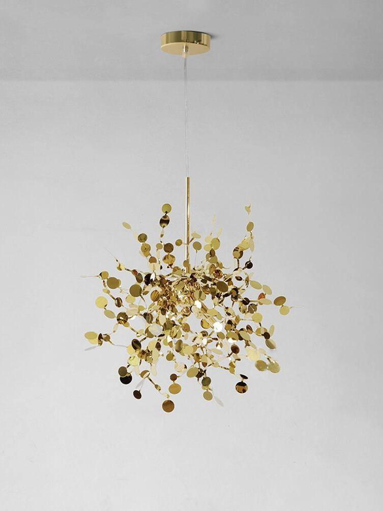 Gold-plated finish single disc cluster suspended from a gold canopy