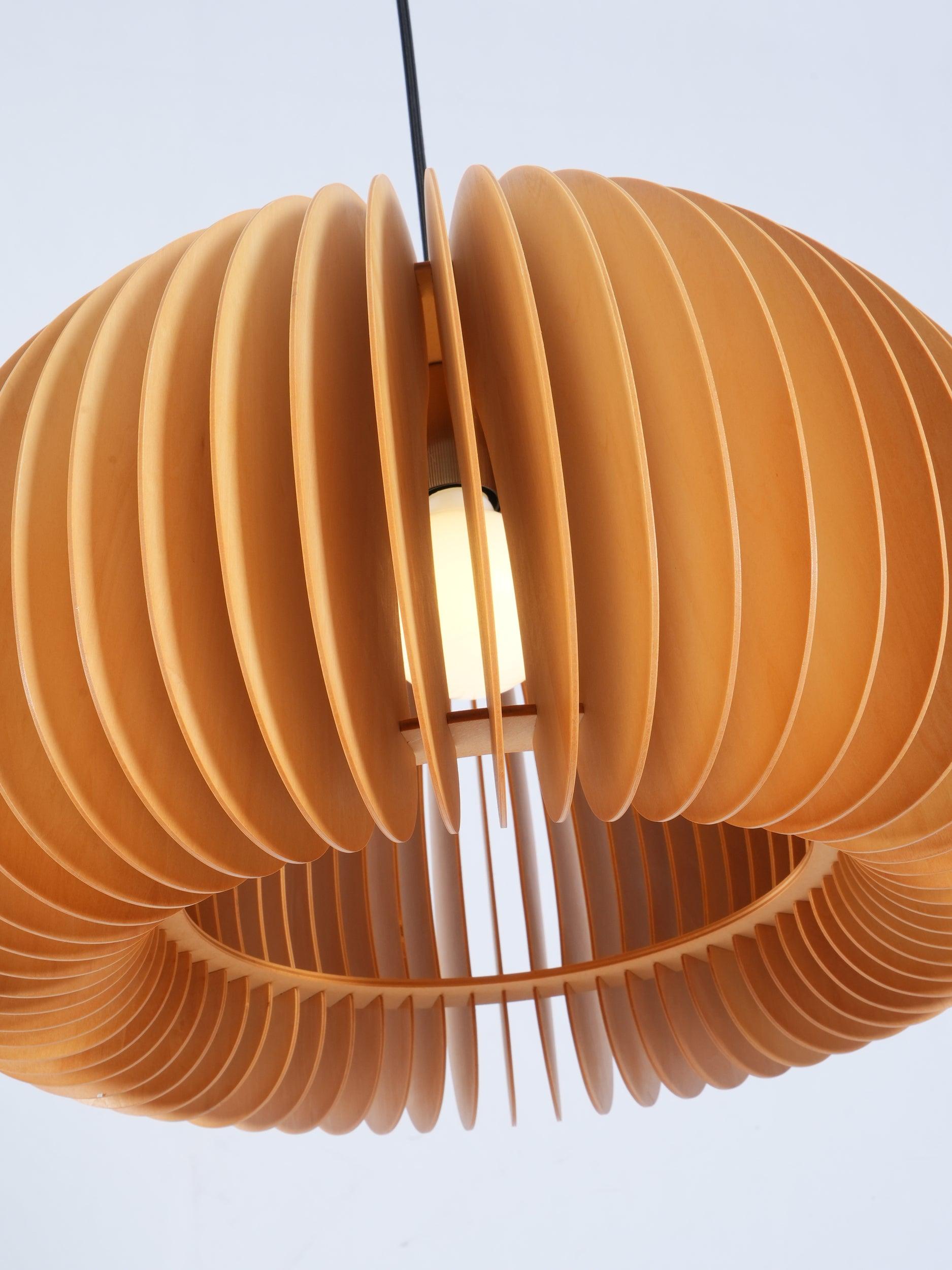 Rustic Wooden Pumpkin LED Pendant Lamp - Cueteks