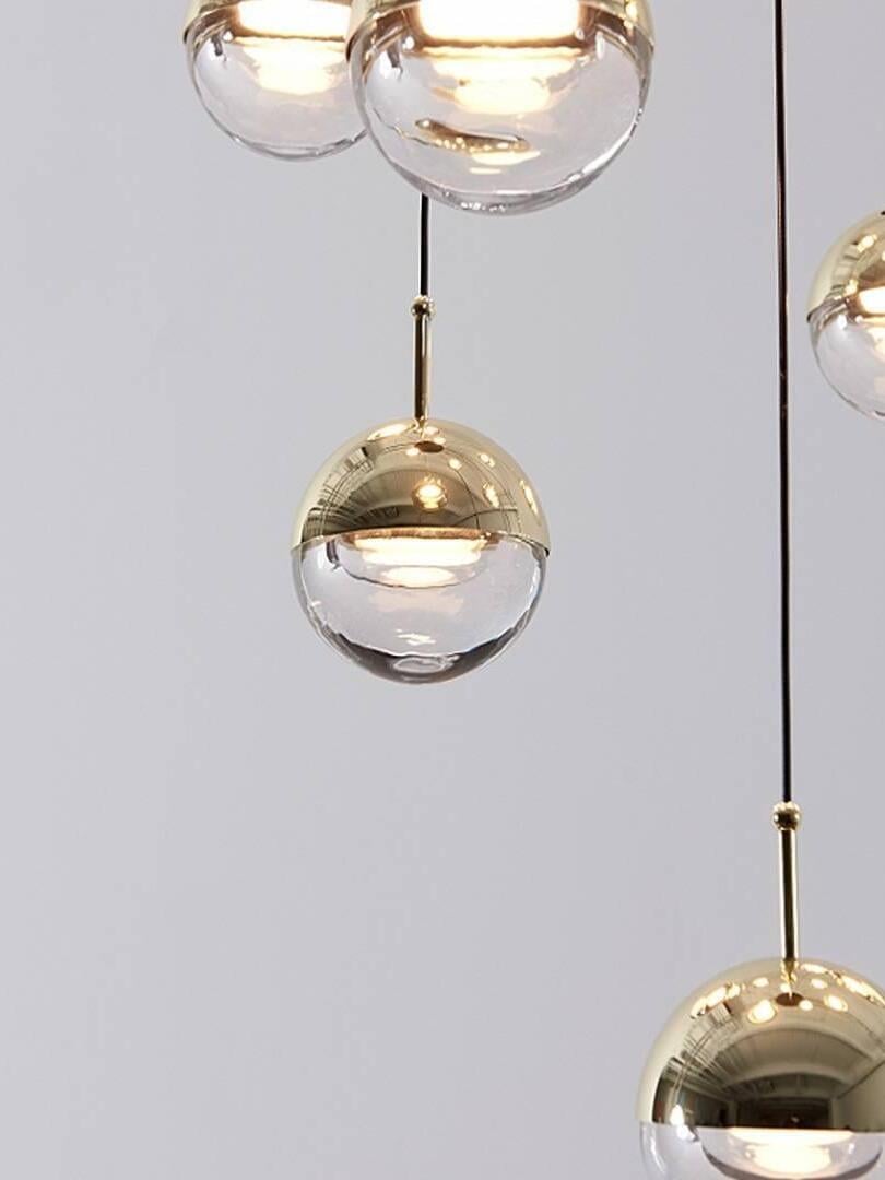 Modern Dora LED pendant lamp in Champagne Gold for Kitchen - Cueteks