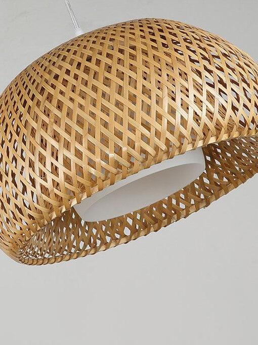 Angled close view of woven dome and pale inner ring