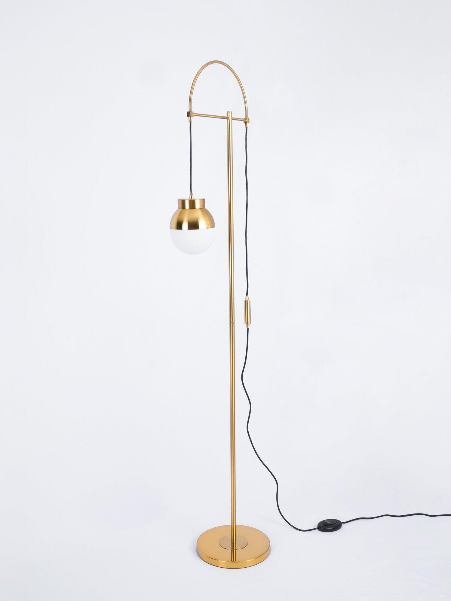 Waterloo Gold floor lamp with cord and floor switch visible