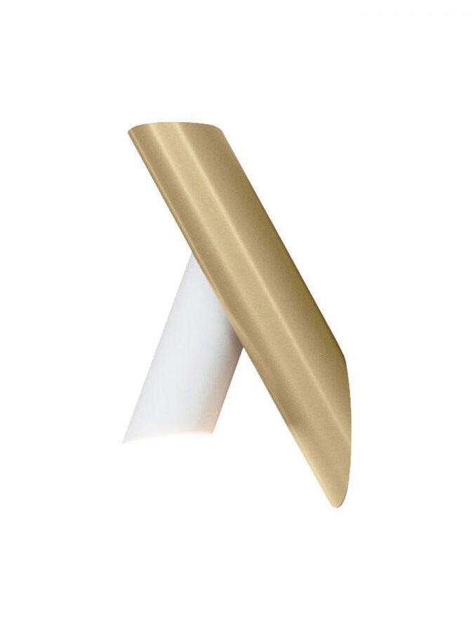 White and gold-tone Tubes light with angled cylinder ends on a white background
