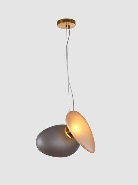 Model 15 smoky-grey and amber pebble pendant crossing forms