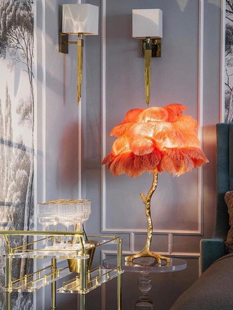 Ostrich Feather Table Lamp - Cueteks