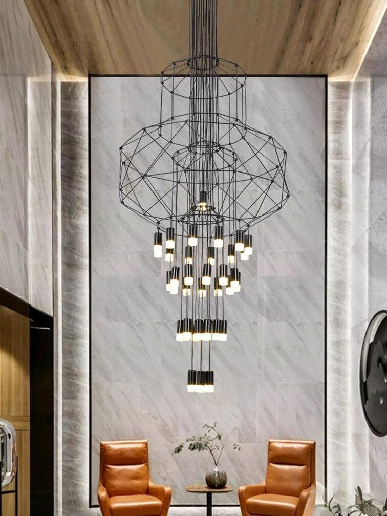 Industrial Metal Lines Multi-head Chandelier - Cueteks