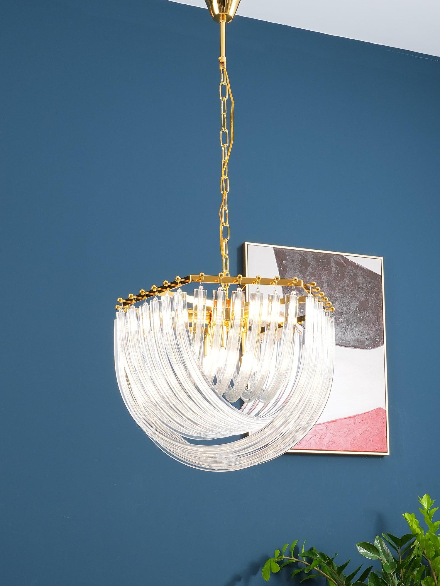 Modern Crystal pendant lamp in Champagne Gold for Restaurant - Cueteks