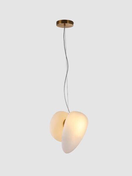 Model 18 two white overlapping pebble pendant forms