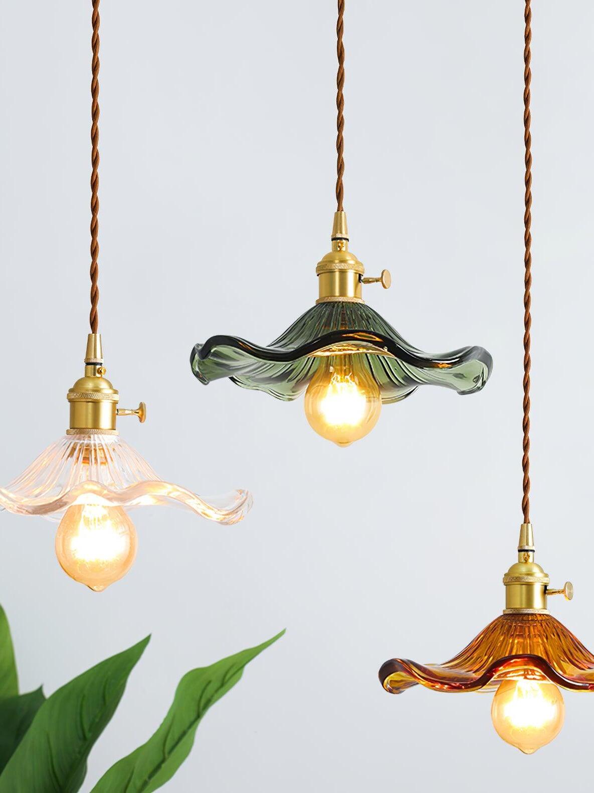 Glass Hibiscus Flower Pendant Light - Cueteks