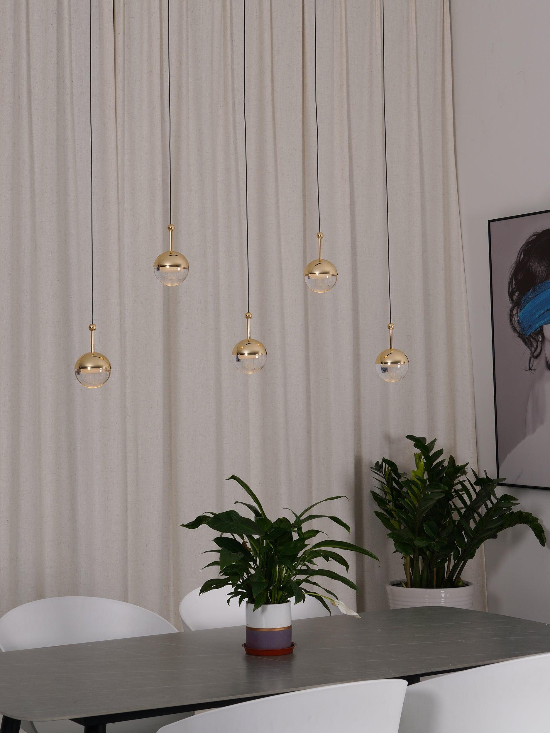 Modern Dora LED pendant lamp in Champagne Gold for Kitchen - Cueteks