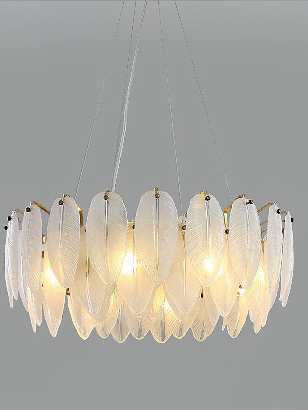 Glass Feather Chandelier - Cueteks