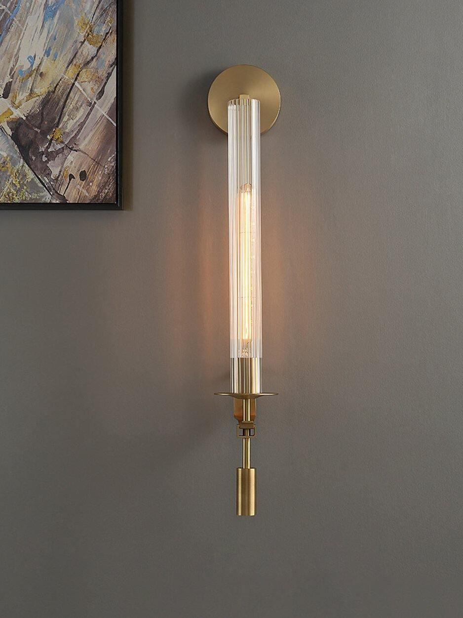 Retro Brass Fontanelle Glass Wall Lamp For Bedroom - Cueteks