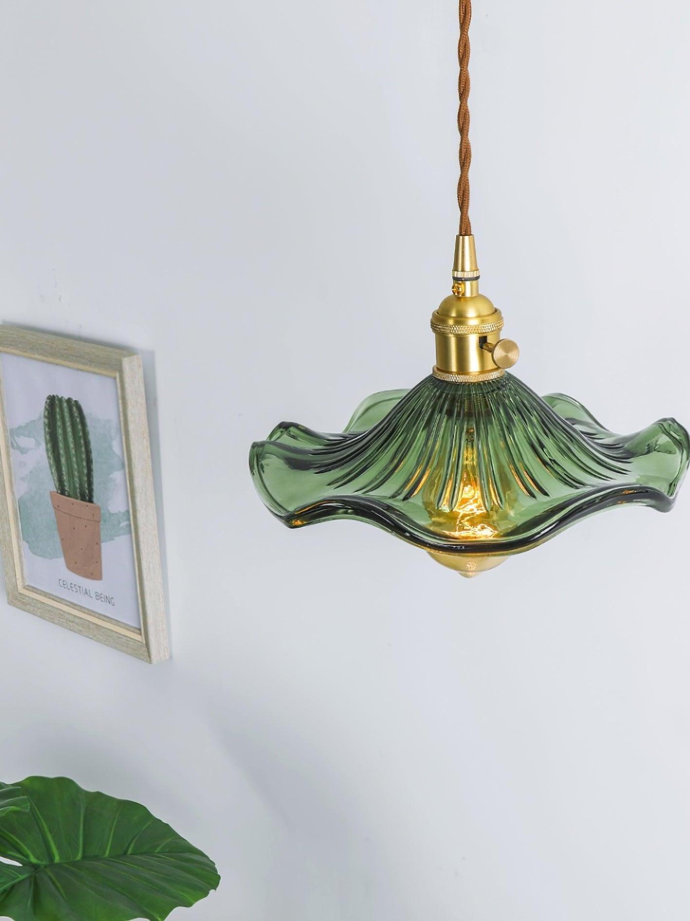 Glass Hibiscus Flower Pendant Light - Cueteks