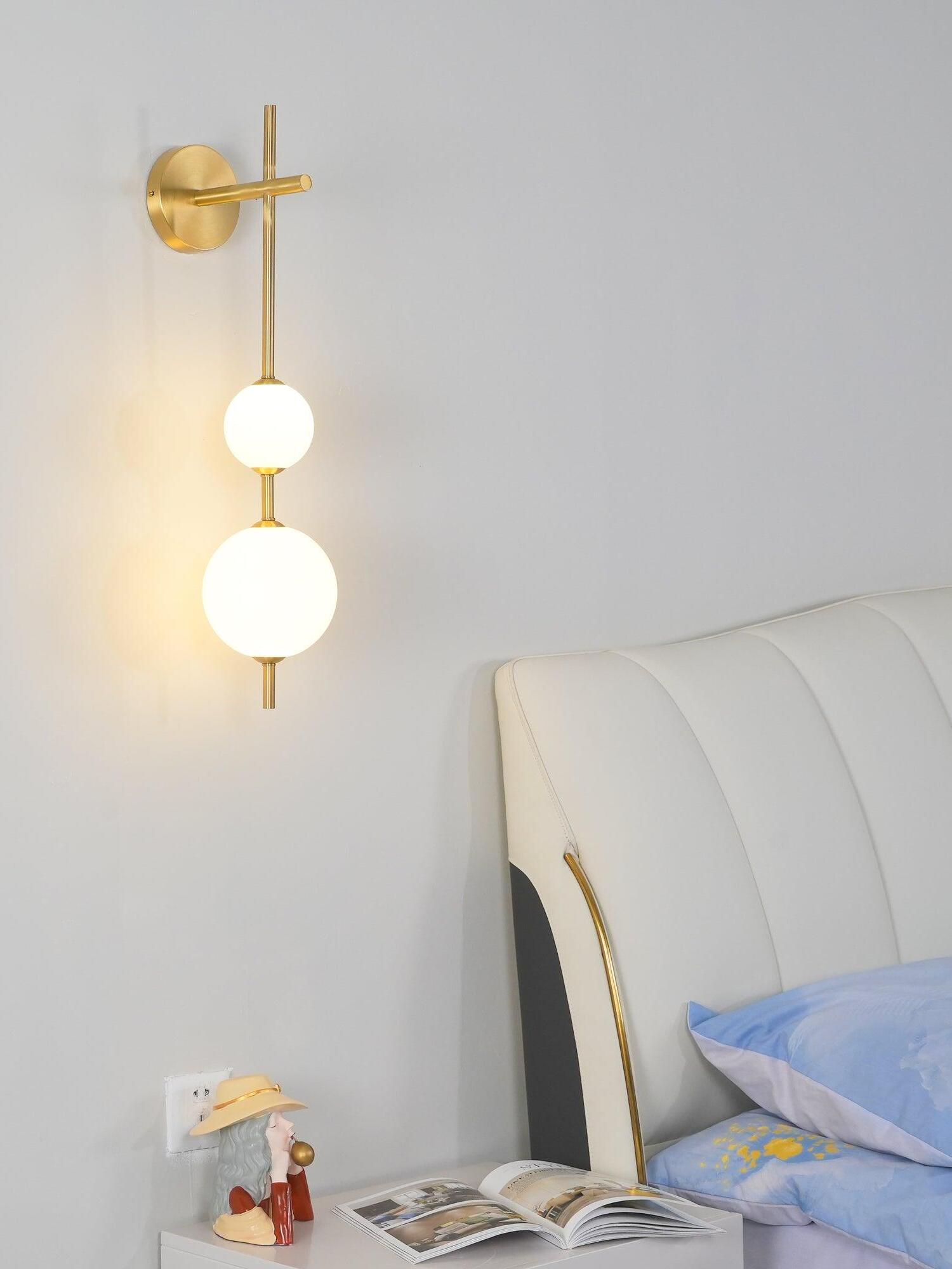Delicate Glass Globe Vertical Brass Wall Lamp - Cueteks