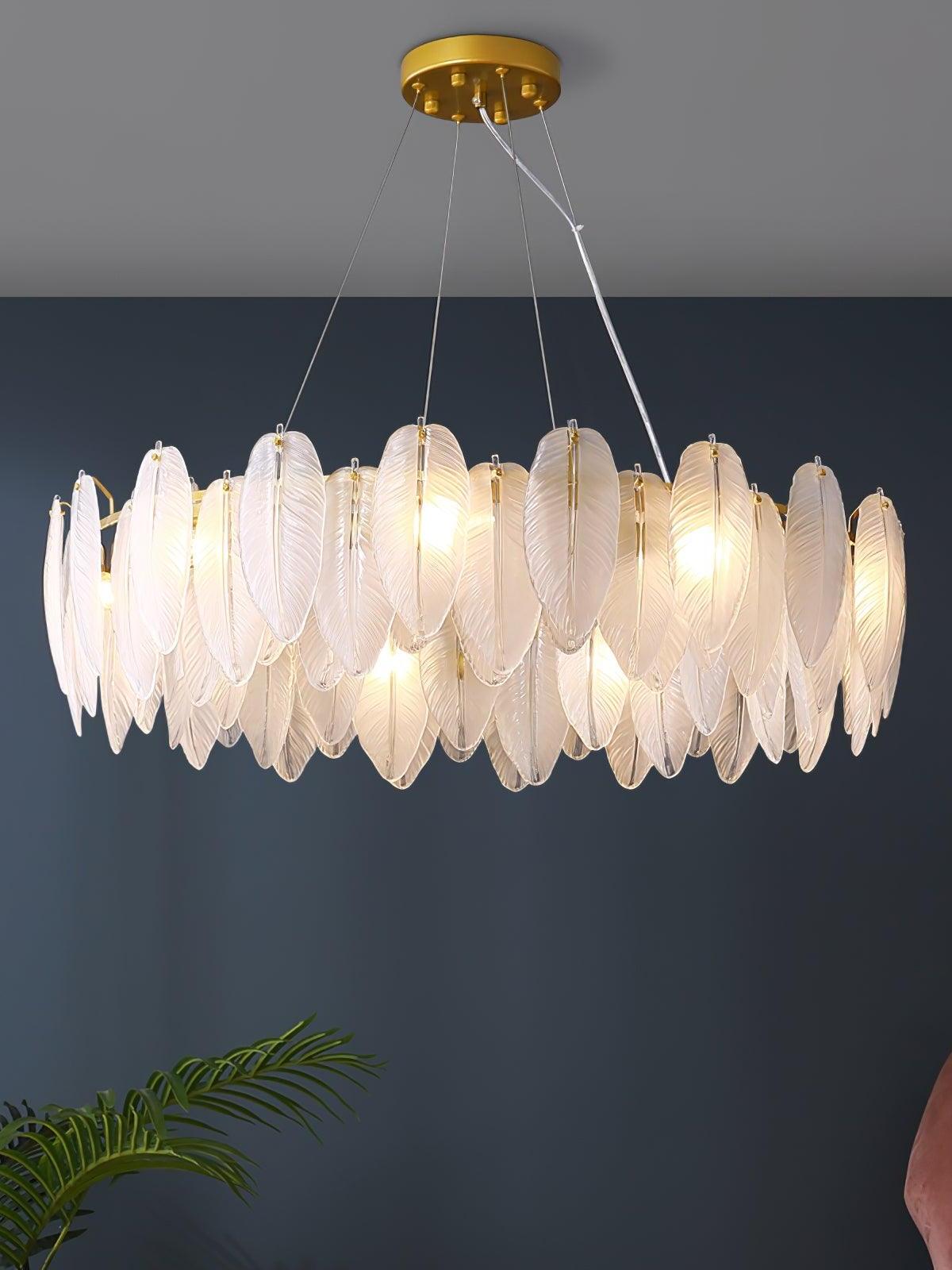 Glass Feather Chandelier - Cueteks
