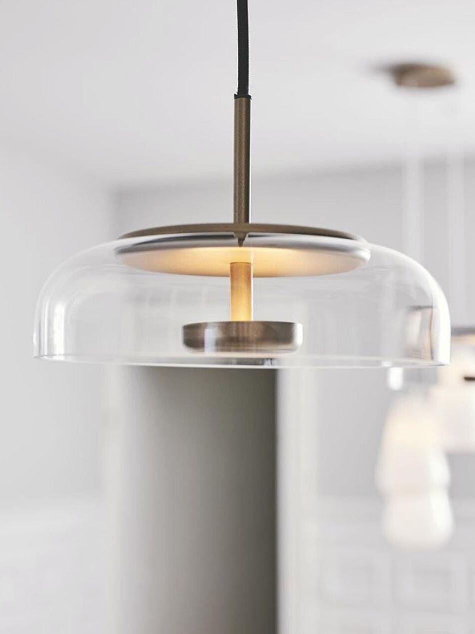 Simple Blossi Transparant Glass Bowl Pendant Light - Cueteks