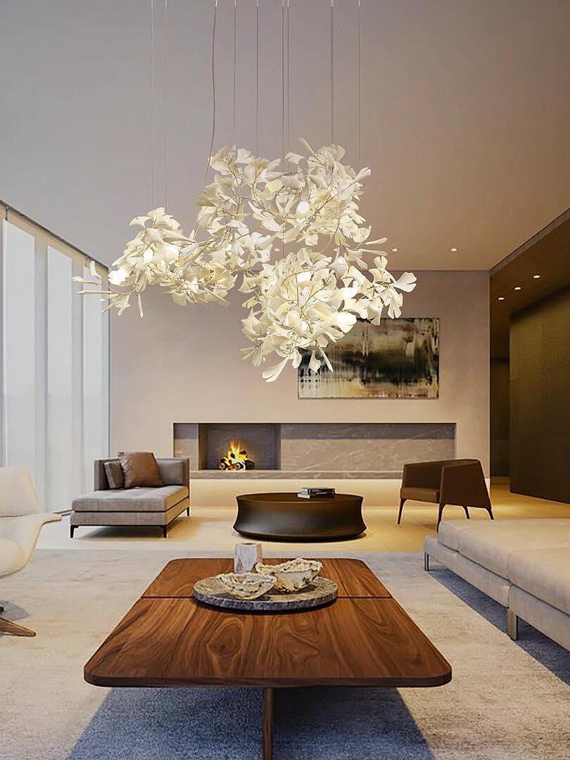 Modern Ceramics Flower Gingko Chandelier C - Cueteks