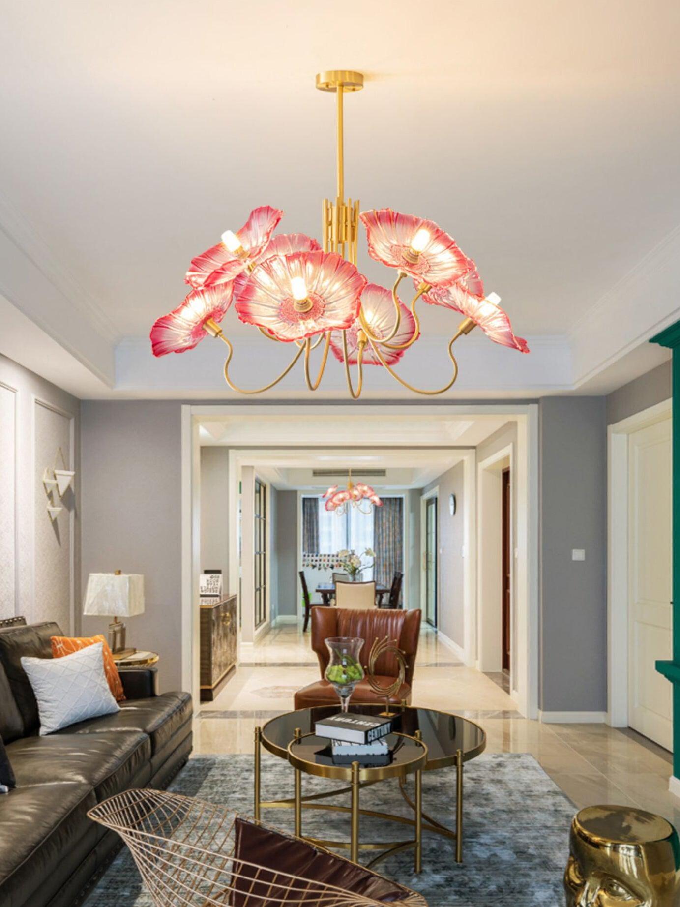 Lotus Leaf Glass Chandelier - Cueteks