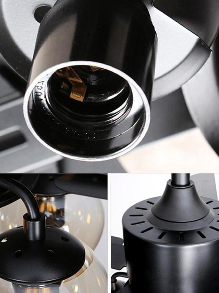 Detail collage of screw socket, shade fitting and motor housing