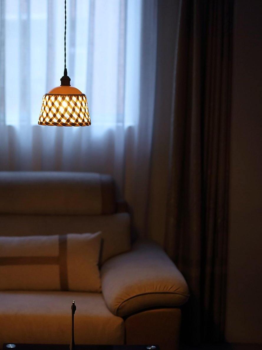 Stylish Ceramic Openwork Woven Pendant Lamp - Cueteks