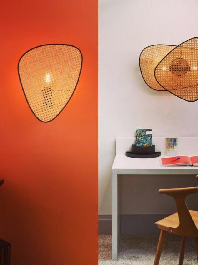 Rustic Bamboo Natural Screen Cannage Sconce - Cueteks