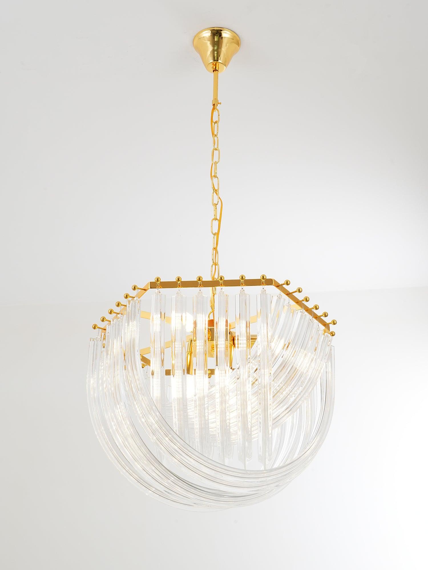 Modern Crystal pendant lamp in Champagne Gold for Restaurant - Cueteks