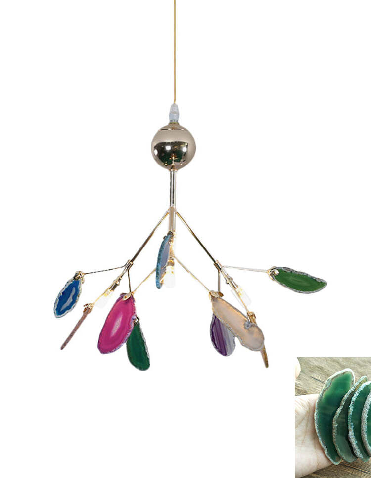 Small multicoloured stone chandelier with a green stone sample inset