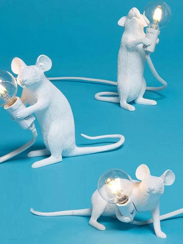 Resin White Mouse Shape Decorative Table Light - Cueteks