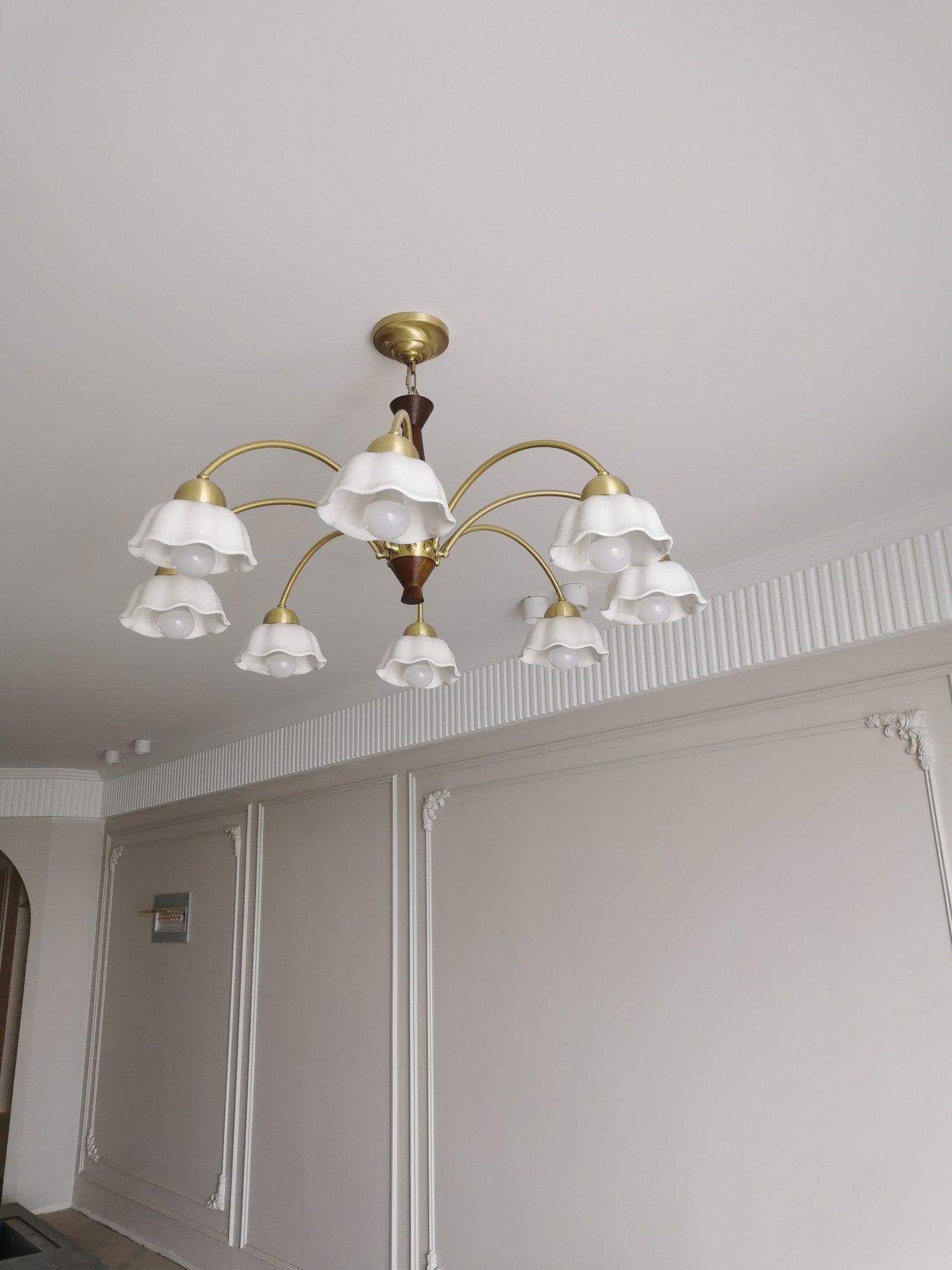 Swedish Modern Brass Chandelier - Cueteks