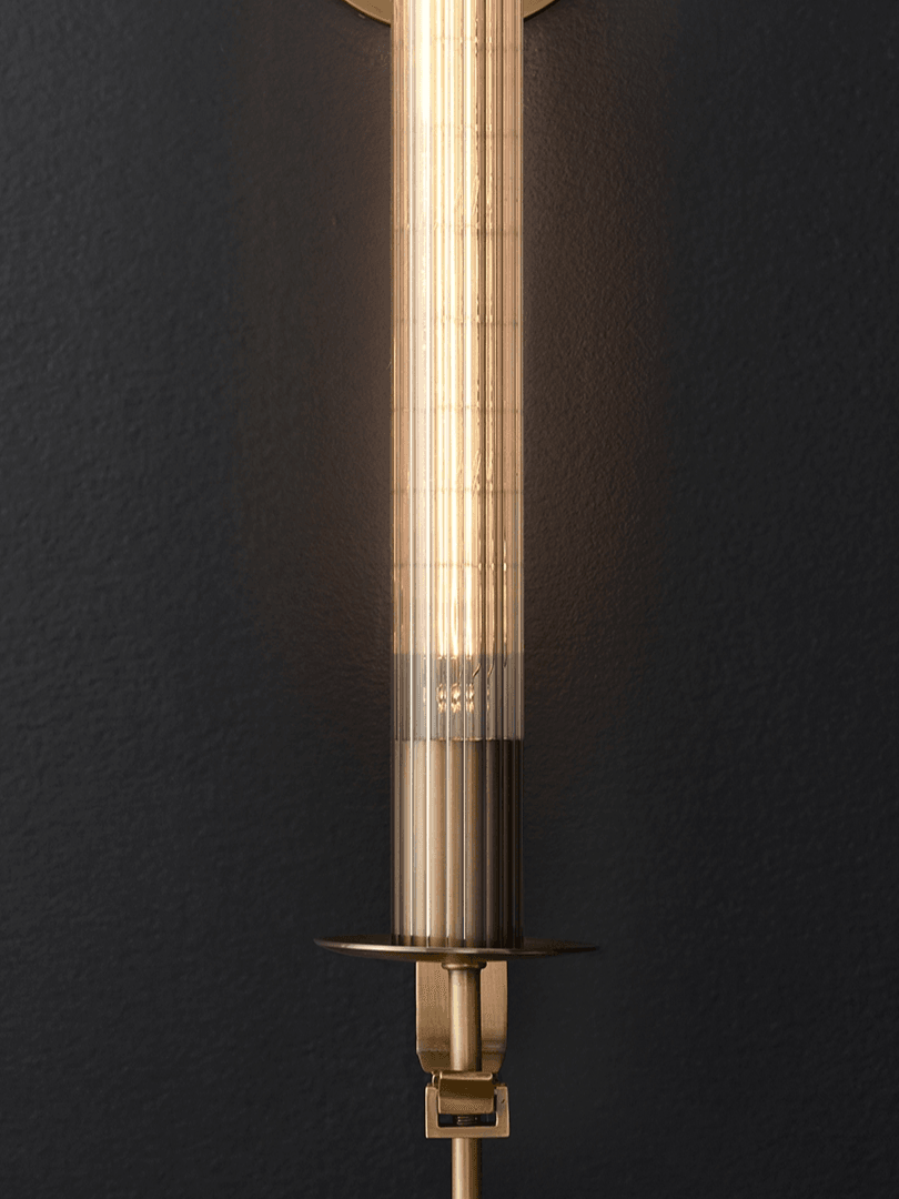 Retro Brass Fontanelle Glass Wall Lamp For Bedroom - Cueteks