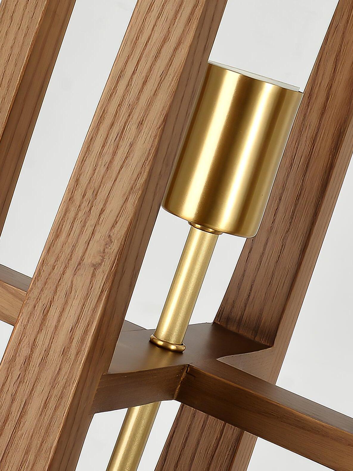 Gold-coloured socket fitting inside wood frame