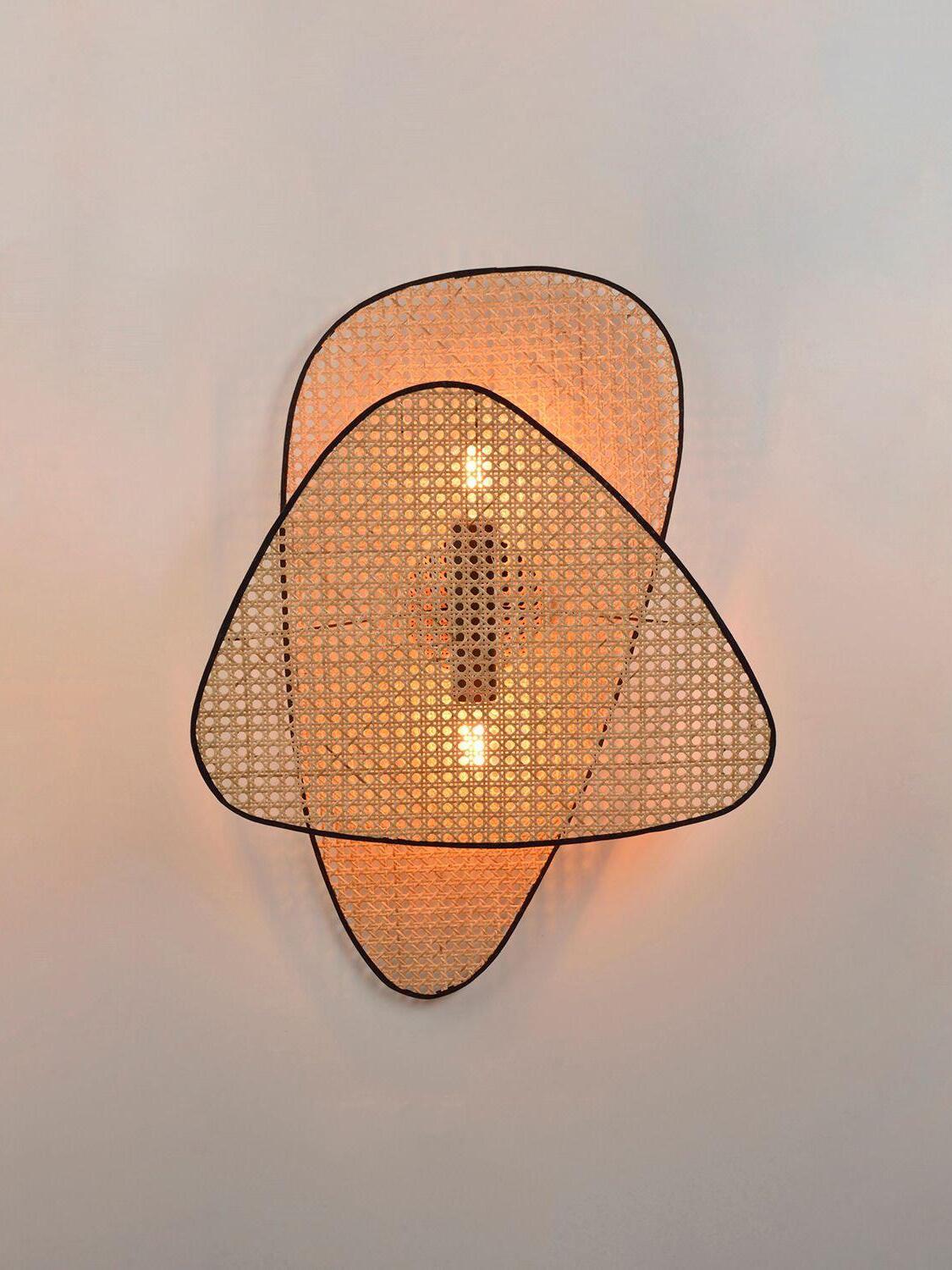 Rustic Bamboo Natural Screen Cannage Sconce - Cueteks