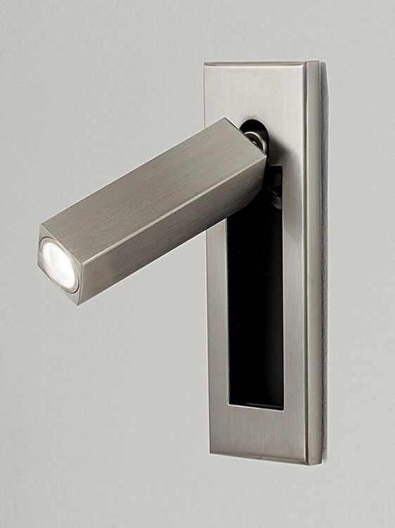 Nickel-finish squared reading head extended from a rectangular recessed plate