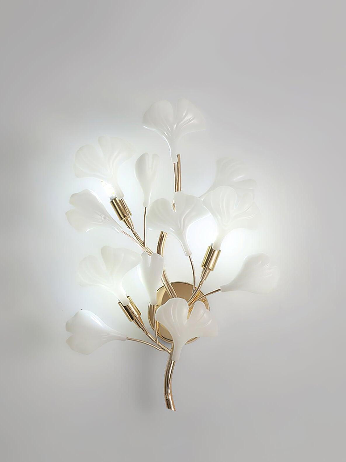 Classic Ceramics Flower Gingko Wall Lamp - Cueteks