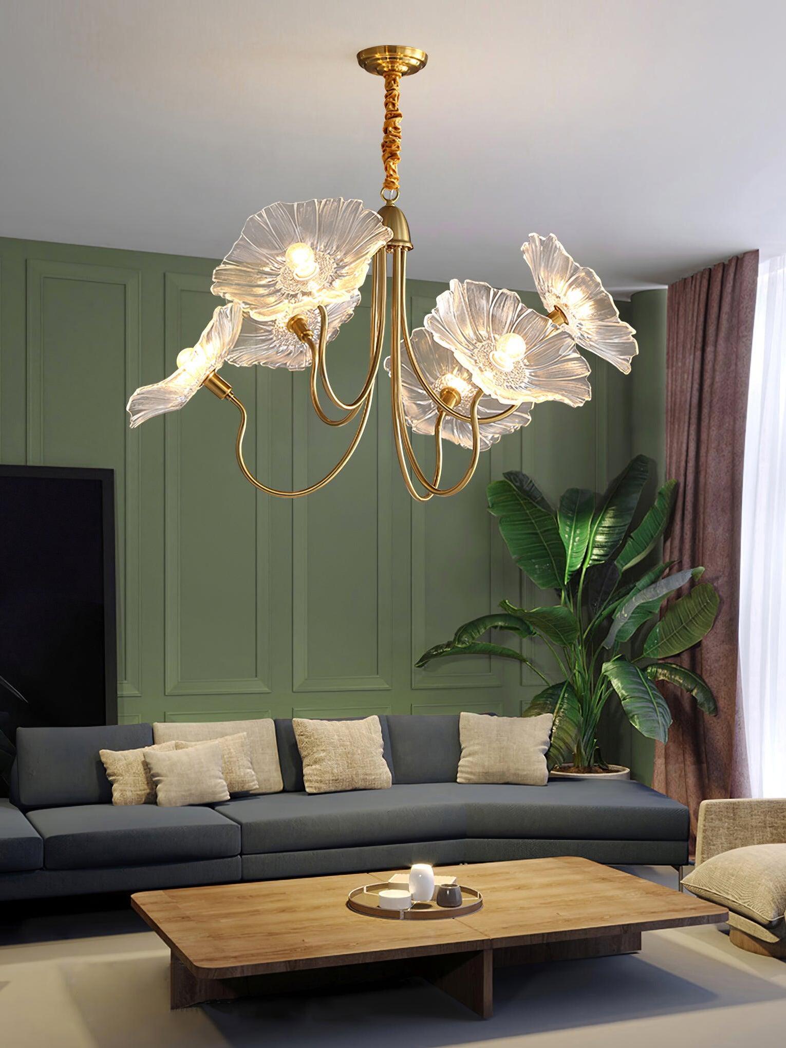 Lotus Leaf Glass Chandelier - Cueteks